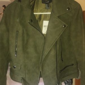 Olive green moto jacket worn once!